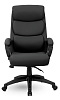 Кресло руководителя ПАЛЕРМО М-702 BLACK PL S-0401. Обивка - черная экокожа. Пластиковая крестовина. Пластиковые подлокотники с накладками из экокожи. Механизм Топ-ган. Нагрузка до 120 кг.