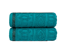 Полотенце махровое "Руны J-134" 70х140 см, плотность 530 гр/м2, 100% хлопок, цвет бирюзовый/голубой