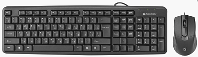Набор проводная клавиатура и мышь Defender York C-777 USB, длина провода 1,5м, размер клавиатуры 434х132х24мм, цвет черный