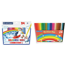 Фломастеры 24 цветов Centropen "Rainbow Kids" трехгранные, смываемые, ПВХ упаковка с европодвесом 