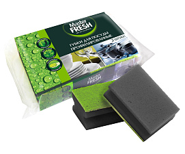 Губка для мытья посуды "Master FRESH"  2шт/уп размер 70х90х30мм, черные