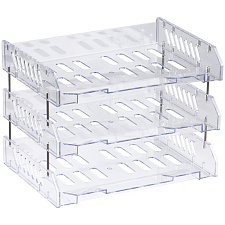 Лоток 3 отдела "Стамм Сити" горизонтальный пластиковй, на металлических стержнях, размеры 247х334х232мм, цвет прозрачный