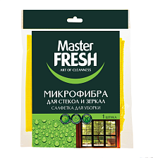 Салфетка из микрофибры 30х30 см "Master FRESH" для стекол и оптики, 1 шт/уп, плотность 280гр/м2, оверлок, ассорти