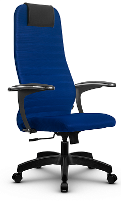 Кресло SU-BU158-10. Обивка - ткань/сетка, цвет синий. Пластиковая крестовина. Механизм Топ-ган. Нагрузка до 120 кг.