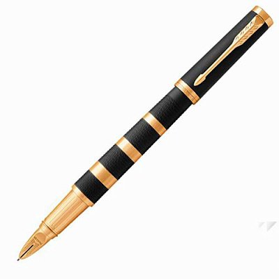 Ручка PARKER INGENUITY L F-503 Black Rubber&Metal GT 5-й пишущий узел, черный стержень, корпус: латунь/лак/позолота, подарочная коробка