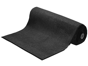 Коврик дорожка VORTEX ширина 120см влаговпитывающий ворсовый ребристый с бордюром, материал - ПВХ/резина, цвет серый/Рулон 15м/Цена за метр
