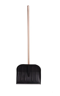 Лопата СНЕГОУБОРОЧНАЯ пластиковая, оцинкованная кромка, деревянный черенок d 40мм, размер рабочей части: 460х400 мм, Общая длина 1300 мм.