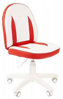 Кресло детское CHAIRMAN Kids 122 обивка - экокожа цвет белый/красный. Пластиковая крестовина. Механизм Пиастра. Нагрузка  до 80 кг.
