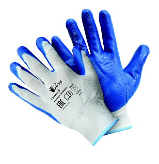 Перчатки полиэстеровые, нитриловое покрытие Антискользящие Libry р.XL ,  обеспечивает прочность и чувствительность , вес пары 38гр, в индивидуальной упаковке.