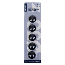Магниты для доски 30 мм 5 шт/уп, черные, круглые, Globus