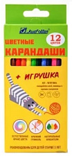 Цветные карандаши 12 цветов J.Otten "Сделай сам" , деревянные, шестигранные, картонная упаковка с европодвесом