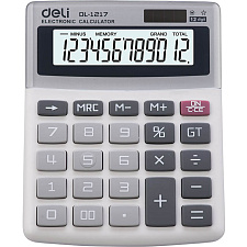 Калькулятор Deli 12 разряд. E1217,  размеры 133,5×106×33,2 мм, бухгалтерский, настольный, цвет белый