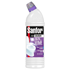 Чистящее средство для сантехники "SANFOR" 1 л. Антибактериальное, дезинфецирующее,  Содержит хлор