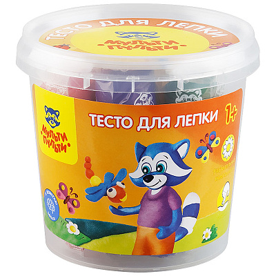Тесто для лепки 7 цв. по 30гр, Всего 210 гр. Мульти-Пульти пластиковый стакан.