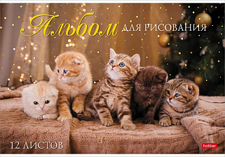 Альбом для рисования  12 листов на скобе "Животные", обложка офсет, плотность внутреннего блока 100гр/м2, ассорти