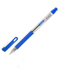Ручка шариковая Piano "РТ-350-12", масляный синий стержень, 0,5 мм, прозрачный корпус, резиновая манжетка