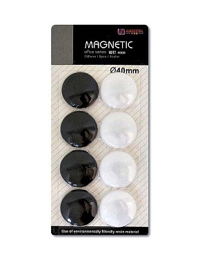Магниты для доски "J/Otten "Черный белый", диаметр 40мм, 8 штук в упаковке