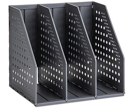 Вертикальный накопитель 3 отдела  Deli 79003black, формат А5,  пластиковый, складной, цвет тёмно-серый
