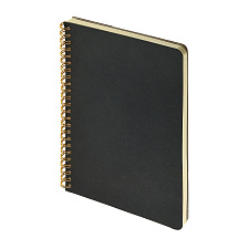 Тетрадь 60 листов А5 в клетку на спирали BrunoVisconti "PRAGMATIC", обложка плотный картон, скругленный угол блока и обложки, цвет черный, спираль под золото.
