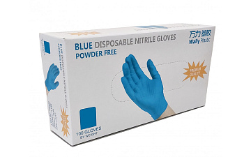 Перчатки нитриловые 50 пар/100 шт S (7) / Wally Plastic  неопудренные голубые. предназначаны для работы в хозяйственной отрасли. Вес пары - 13 г.