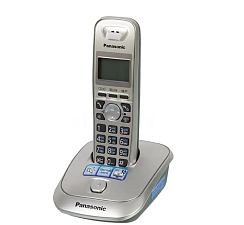 Телефон радио PANASONIC KX-TG2511RUN, на подставке, телефонный справочник на 50 имен, подсветка дисплея, будильник, поиск трубки, AOH/Caller ID, цвет черный/платиновый