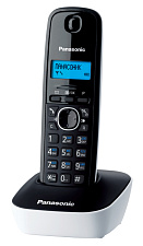 Телефон радио  PANASONIC KX-TG1611RUW на подставке, телефонный справочник на 50 имен, подсветка дисплея, будильник, поиск трубки,  AOH/Caller ID, цвет черно/белый