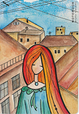 Тетрадь 60 листов А5+ в клетку на сшивка "Акварельные сны", обложка мелованный картон, матовая ламинация