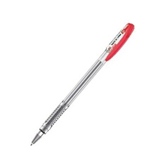 Ручка шариковая "Deli EQ2-RD", стержень красного цвета, 0,7 мм, корпус прозрачный