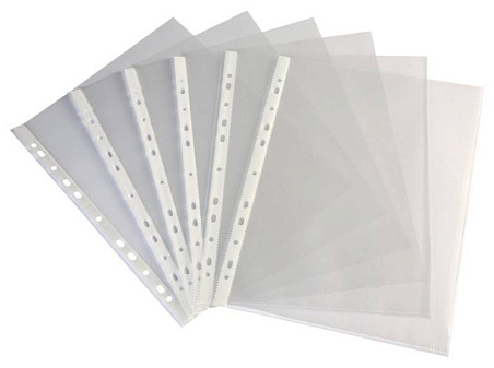 Папка файл - вкладыш с перфорацией А4, плотность 40 мкр, прозрачная, матовая, 100шт/уп, цена за упаковку