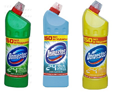 Чистящее средство для сантехники "DOMESTOS" 1 л отбеливающее, дезинфицирующее. Содержит хлор