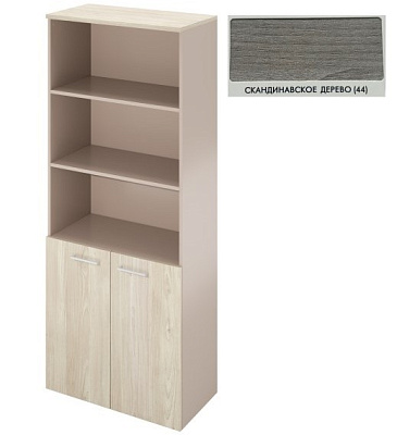 Атлон Скандинавское дерево Шкаф высокий 3 полки низ закрытый ДГ42, цвет каркаса - глиняный серый. Размер (ШхГхВ): 800х418х2000 мм. (ДГ40_2+ДГ41_1+ДГ51*2) ЗАКАЗНАЯ ПОЗИЦИЯ 