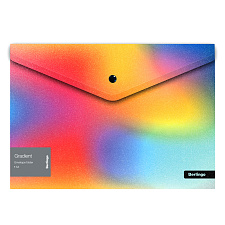 Папка на кнопке Berlingo "Gradient" пластиковая, А4, плотность180 мкр, рисунок, глиттер, рифленая не видно отпечатков пальцев и мелких царапин.