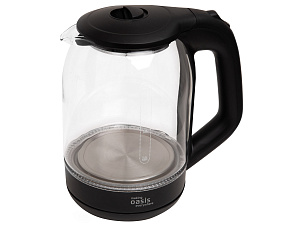 Чайник стекло Making Oasis Eeverywhere K-9GB объем 1,8 л, мощность 2000 Вт, корпус из пластика, защита от включения без воды, LED подсветка, цвет стальной/черный