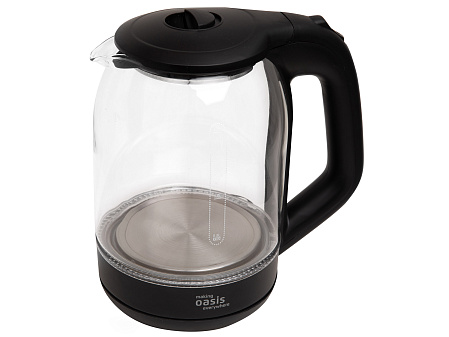 Чайник стекло Making Oasis Eeverywhere K-9GB объем 1,8 л, мощность 2000 Вт, корпус из пластика, защита от включения без воды, LED подсветка, цвет стальной/черный