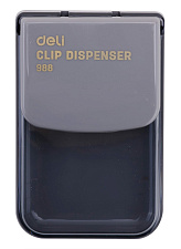 Скрепочница магнитная "Deli E988" прямоугольная, размер 65х100х32мм, цвет ассорти