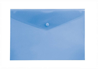 Папка с кнопкой пластиковая, А4, плотность150 мкр,размер 235х325 мм, цвет синий прозрачный