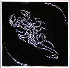 Картина из кристаллов Swarovski "Знак зодиака Скорпион" 25х25 см артикул 1124