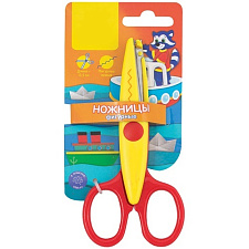 Ножницы 135 мм детские  фигурные, безопасные, из нержавеющей стали, цвет ассорти