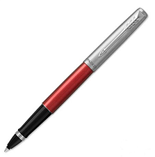 Роллер PARKER Jotter Core T-63 Kensington Red CT M, корпус нержавеющая сталь/лак/пластик, стержень черный, в подарочной упаковке