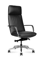 Кресло Neo black кожа, цвет черный. Крестовина алюминий. Механизм мультиблок. Нагрузка до 150 кг.