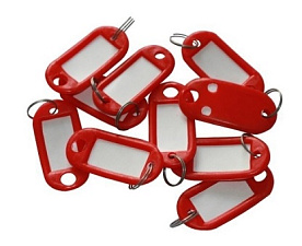 Брелок для ключей с информационным окном, 52*22 мм, цвет красный,  упаковка 10 штук.