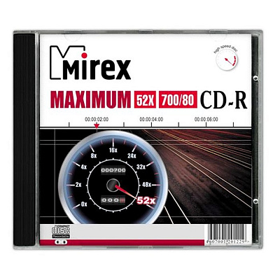 Диск CD-R Mirex Maximum, емкость диска 700 Mb, скорость записи 52х, Slim Case