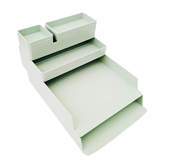 Лоток 2 отдела с органайзером Deli NuSign ENS001 горизонтальный пластиковый, размеры 324x239x45 мм, цвет зеленый