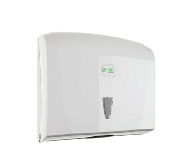 Полотенцедержатель для листовых полотенец Z- сложения, рассчитан на 1-у упаковку полотенец, ударопрочный пластик, пластиковый замок, размеры 270х110х270 мм. цвет белый