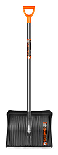 Лопата СНЕГОУБОРОЧНАЯ FINLAND пластиковая, алюминиевая кромка, деревянный черенок d 40мм, V-образная ручка, размер рабочей части: 500х410 мм, Общая длина 1500 мм.