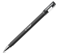 Ручка гелевая ErichKrause G-Cube, черный стержень, 0,5 мм, корпус черный Soft-touch, металлизированный наконечник
