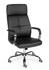 Кресло Алекс экокожа, цвет черный. Хромированная крестовина. Механизм Топ-ган. Нагрузка до 120 кг.