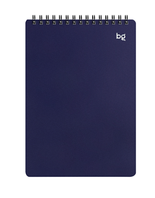 Блокнот формат А5, 60 листов BG "Base" блок в клетку, на спирали, пластиковая обложка, цвет синий