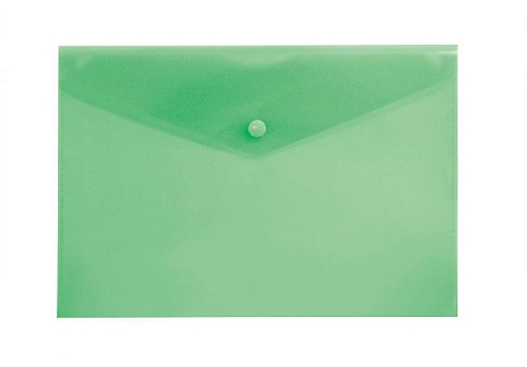 Папка с кнопкой пластиковая, А4, плотность150 мкр, размер 235х325мм, цвет зеленый прозрачный