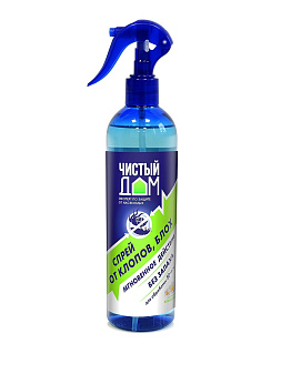Средство от насекомых "Чистый дом" 400 мл от клопов, тараканов, муравьев, блох, кожеедов, спрей с курком, для обработки помещений площадью 14-18 кв. м 